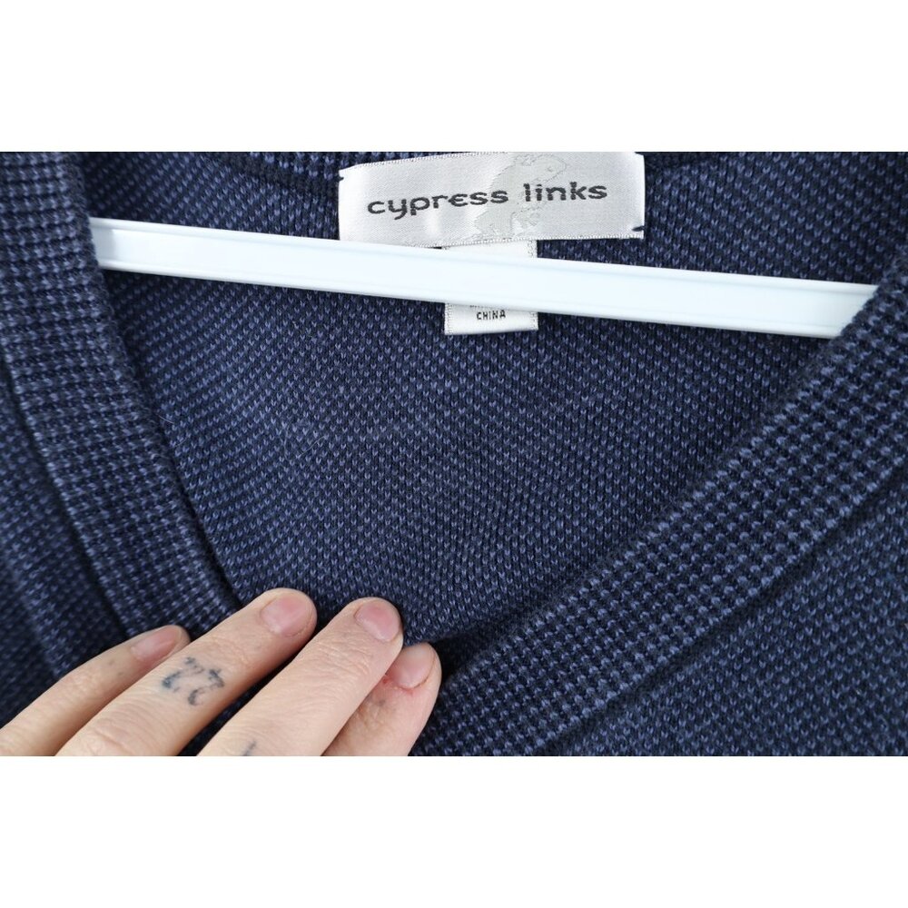 Vintage 90s Streetwear Mens 2XL Faded Blank Thermal Knit V-Neck Sweater Vest - Picture 6 of 11